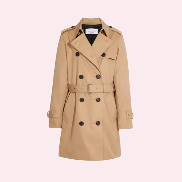 Coach Solid Mid Trench Coat - Picture 1 of 14